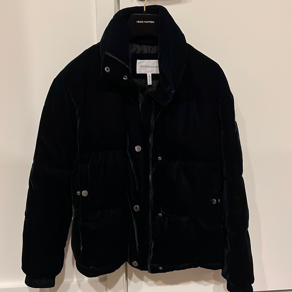 BCBGeneration Velvet Green Puffer Jacket